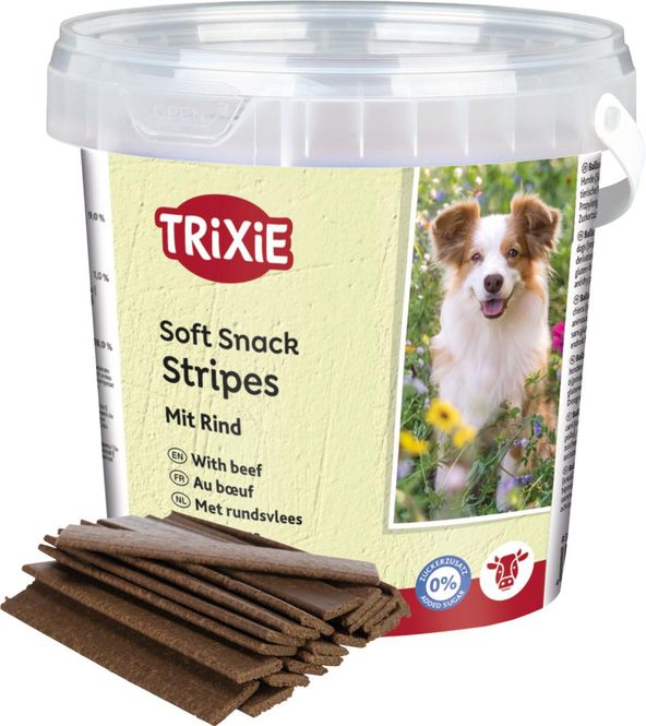 Hovedbilde TRIXIE Soft Snack Stripes med Biff – Myke hundegodbiter (500g)