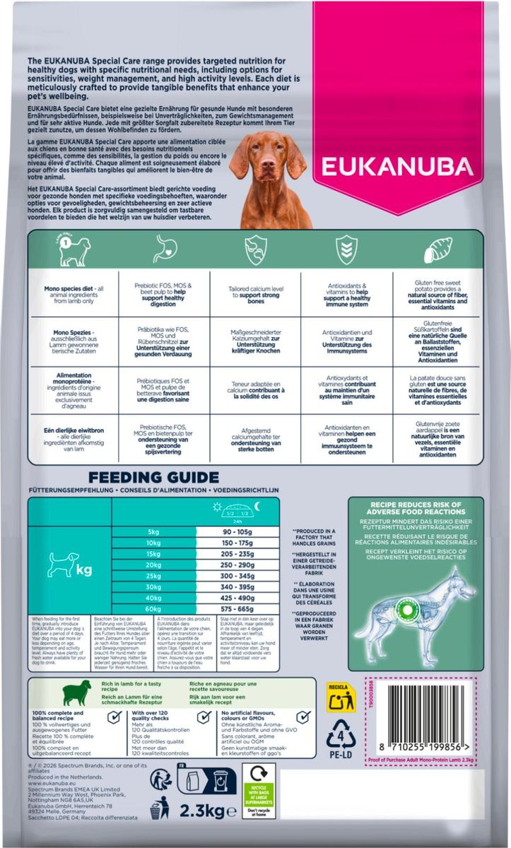 Eukanuba Mono-Protein Lam 2,3 kg | Hundefôr for Sensitiv Hund