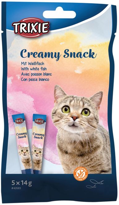 Hovedbilde Trixie Creamy Snack Hvit Fisk (5x14 g) | Flytende 