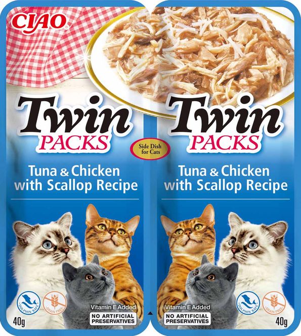 Hovedbilde Inaba Twin Packs Tunfisk & Kylling 2x40g | Suppe i Kamskjellkraft