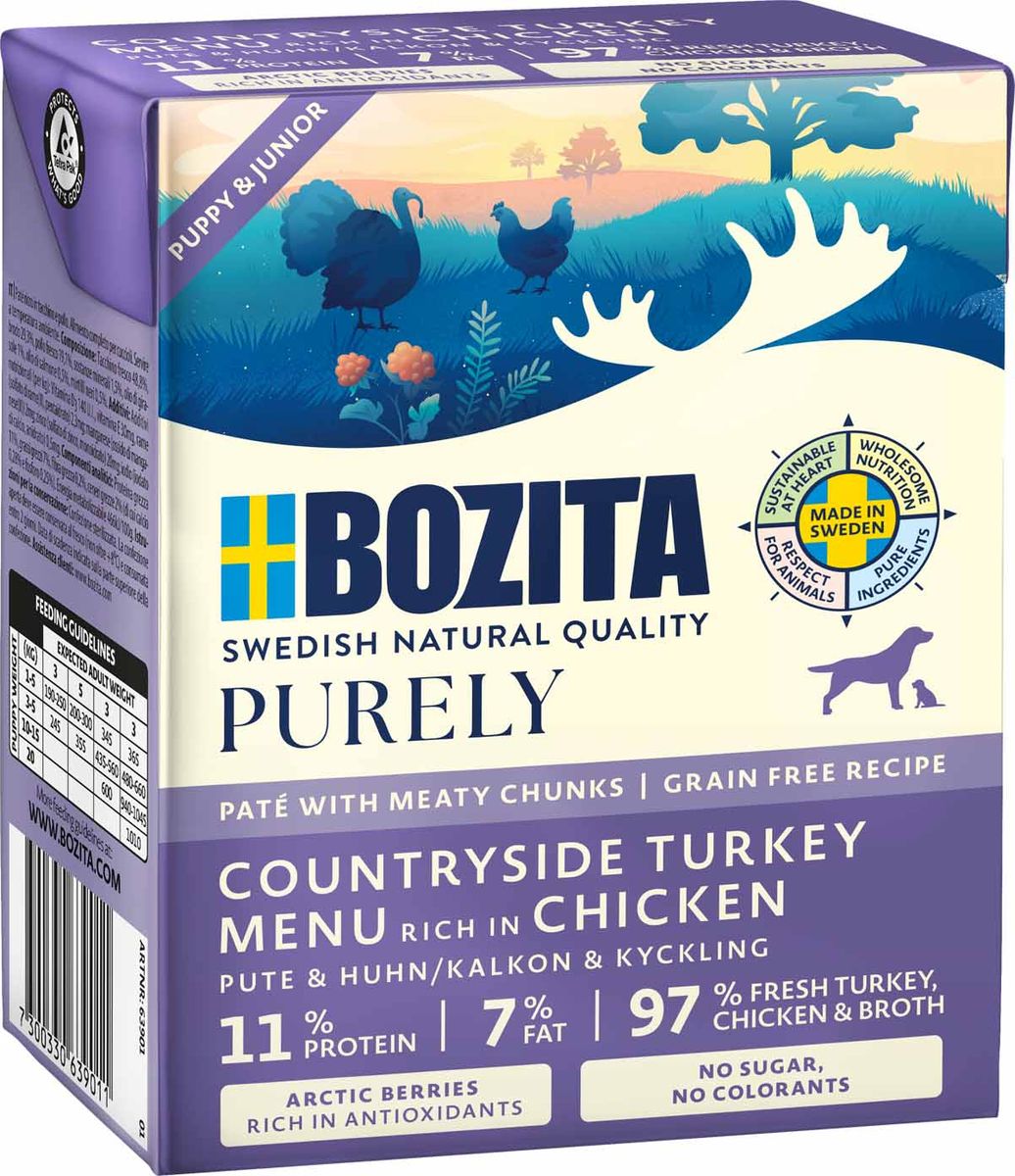 Bozita Hund Ren Paté 370g Valp & Junior Kalkun
