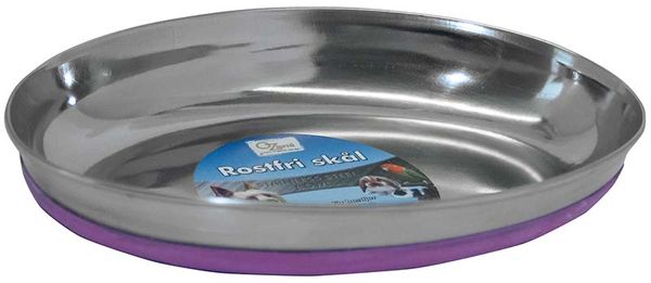 Hovedbilde Rustfri Katteskål Oval Anti-slip - Rosa 250ml