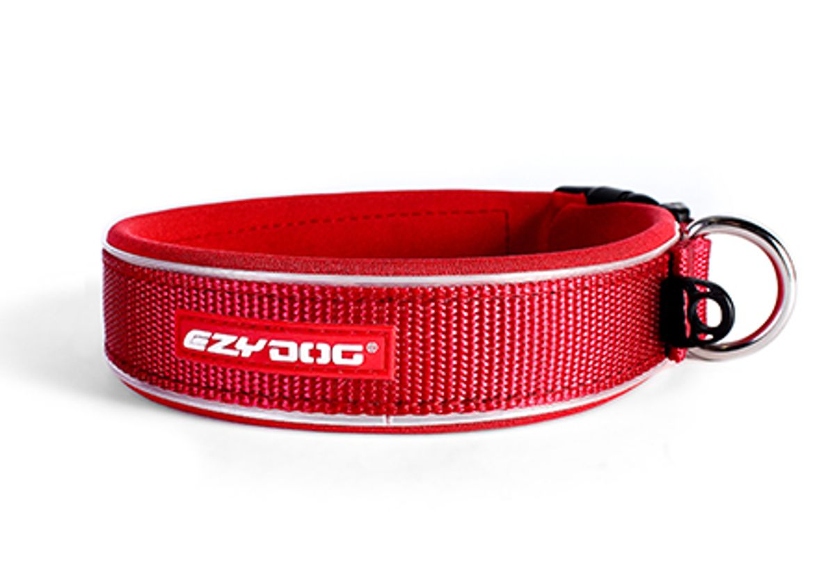 EzyDog Neo Halsbånd Rød - Str XS (33-37 cm) - Polstret Neopren med Refleks