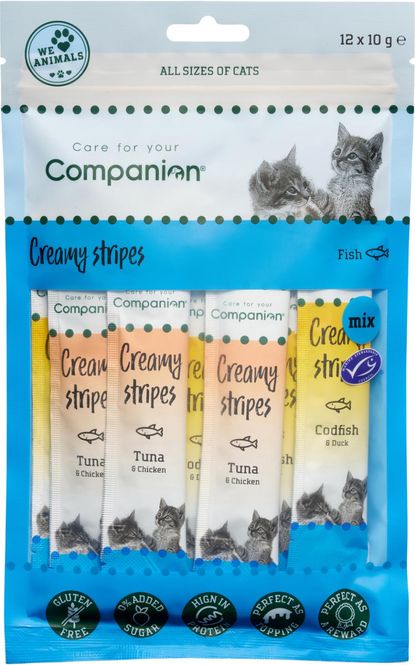 Hovedbilde Companion Cat Creamy Stripes 12x10g | Flytende Kattelykke