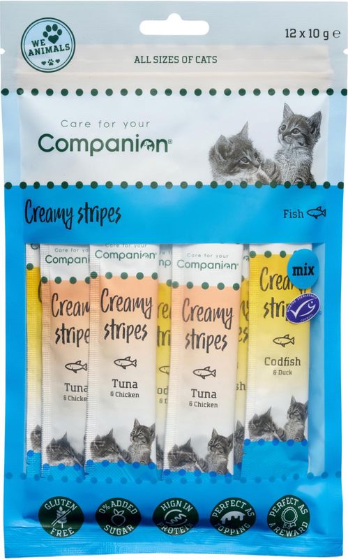 Companion Cat Creamy Stripes 12x10g | Flytende Kattelykke