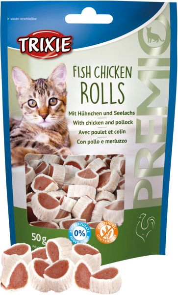 Hovedbilde Trixie Premio Fish Chicken Rolls 50g | Deilig Kattesnacks