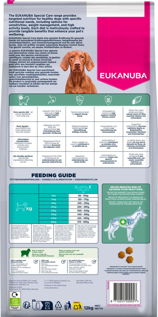 EUKANUBA Mono-Protein Lam 12kg | Kornfritt Hundefôr