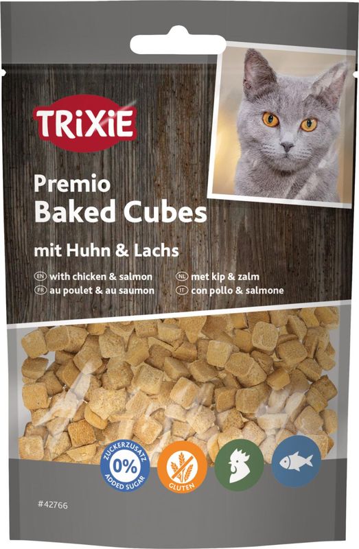 Trixie Premio Baked Cubes Kylling/Laks 50g | Kattegodbit