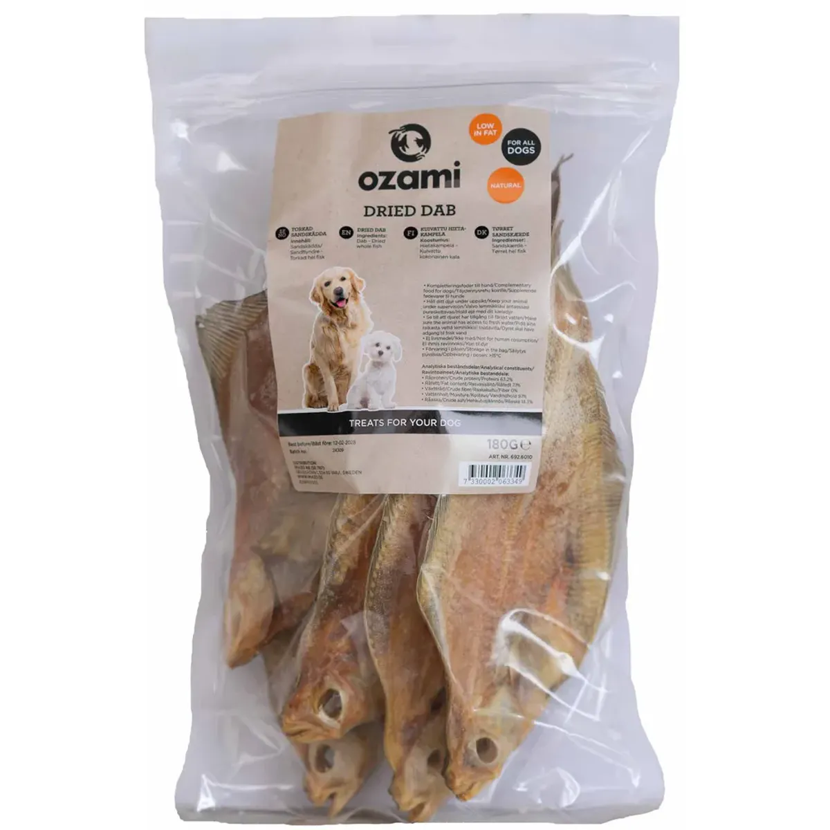 Ozami Dog Snack Dab 180g | Naturlig Tørket Fisketygg